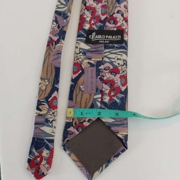 CPcarlo Palazzi Men's Floral Tie - Multicolor Handmade Pure Silk Formal Sz.57' - Picture 4 of 5